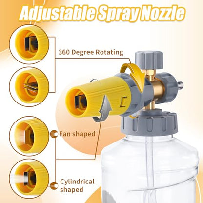 Pressure Washer Foam Cannon with Dual Connector (Grey, Yellow)