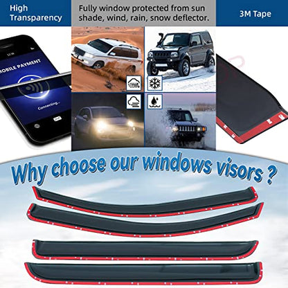 4pcs Window Visors Rain Guards for 2014 (for 2014-2018 Chevy Silverado Crew Cab)