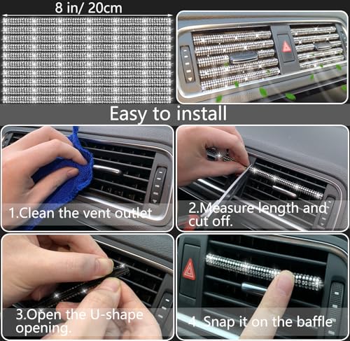27 PCs Bling Car Accessories Set for Women (Silver Diamond)