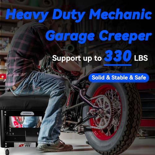 Rolling Creeper Garage Shop Seat for Men (Black)