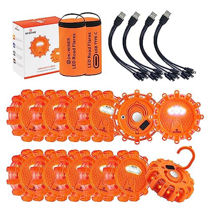 12 Pack LED Road Flares (12pack rechargeable)