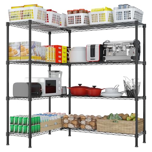 58" W Storage Shelves 1220LBS Heavy Duty Metal Shelving (Black / 58"W × 13.8"D × 59"H)