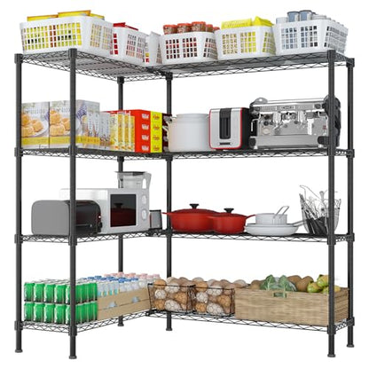 58" W Storage Shelves 1220LBS Heavy Duty Metal Shelving (Black / 58"W × 13.8"D × 59"H)