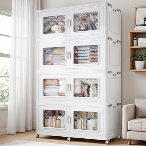 1200 Qt Extra Large Stackable Storage Bin with 4 Lid (White / 300QT-4pack)