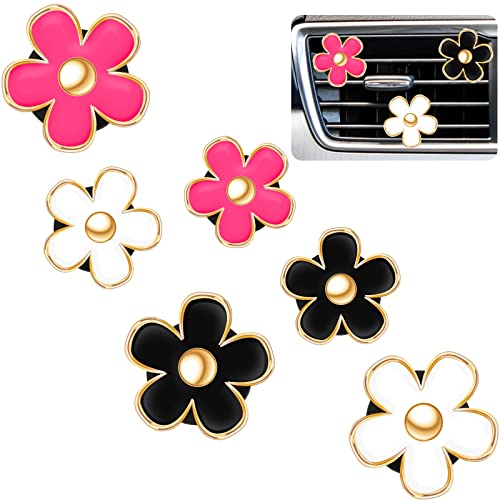 6 Pcs Daisy Vent Clips for Car (Red, White, Black / 1 Count (Pack of 6))