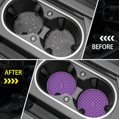Car Cup Coasters [4 Pack] Silicone Car Coasters (4pack-deep Purple)