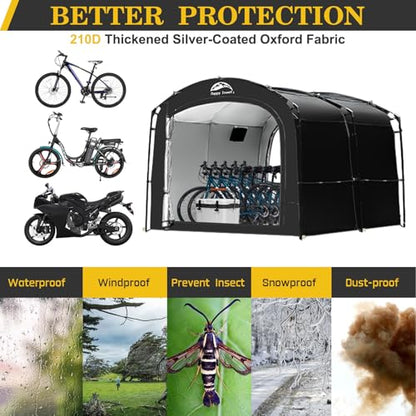 Bike Storage Shed Tent (7.3x8.2x6.4ft for 8-10 Bikes)