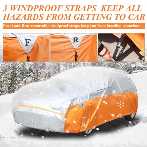 Car Cover for Automobiles (Silver-Orange / 2L：for Hatchback(Lenght 160"-170"))