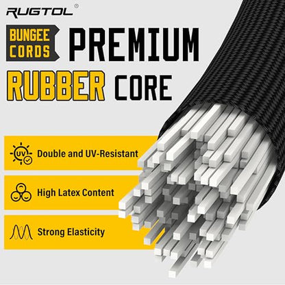 Upgraded Adjustable Bungee Cords with Hooks (Black / 24" - 6 Pack - Black)
