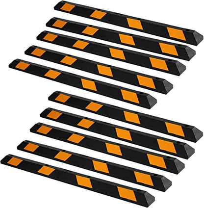 Parking Stopper for Garage Heavy Duty Rubber Parking Curb Stops 72” Garage Parking Stops 10 (10-Pack)