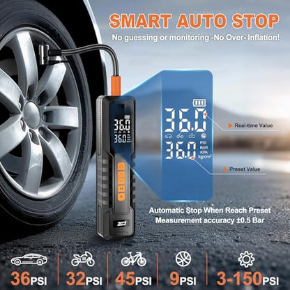 Tire Inflator Portable Air Compressor (P108-150PSI-BLK)