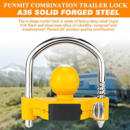 1 Pack Universal Hitch Lock with Combination Lock (Yellow)
