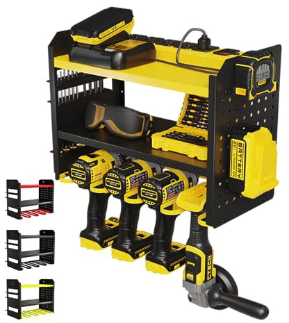 Power Tool Organizer Wall Mount (4 Drill Holder / Yellow)