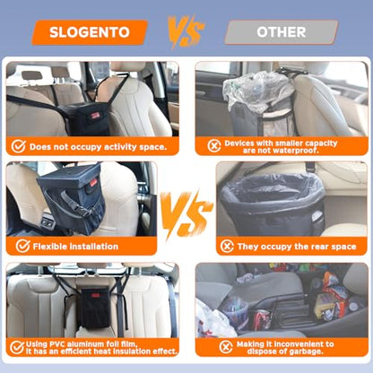 Leakproof Car Trash Can with Lid Hanging Soft Silicone Garbage Bin (Vehicle Trash Can)