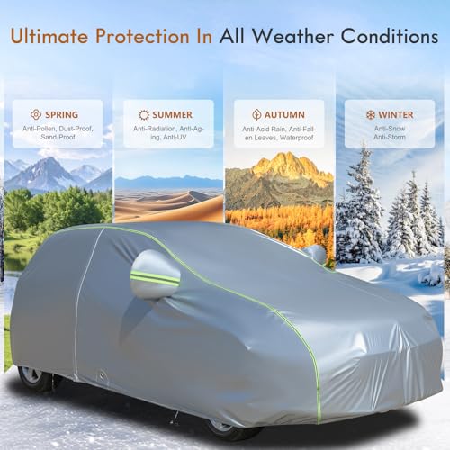 Light Shell Car Cover Waterproof All Weather (Silver / 2L：for Hatchback(Lenght 160"-172"))