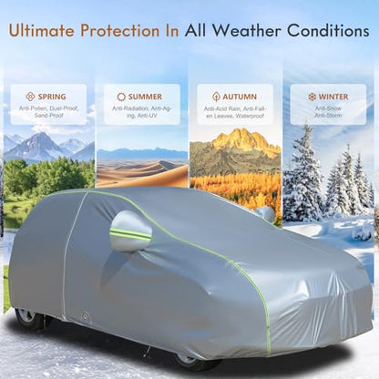 Light Shell Car Cover Waterproof All Weather (Silver / 2L：for Hatchback(Lenght 160"-172"))
