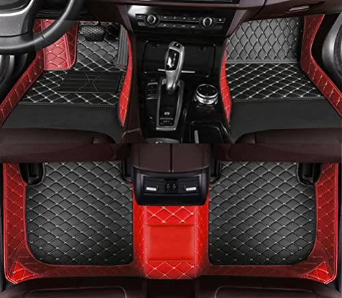 Custom All Weather Protection Leather Car Floor Mats for Cars Sedan SUV Sports Car Waterproof Floor Mat (Black+red)