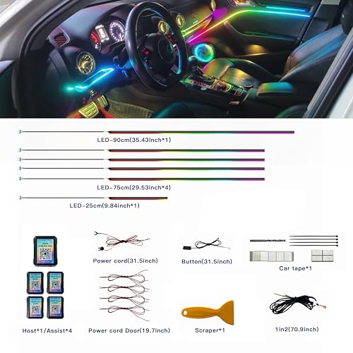 Acrylic Interior Car LED Strip Lights (6in1-90CM)