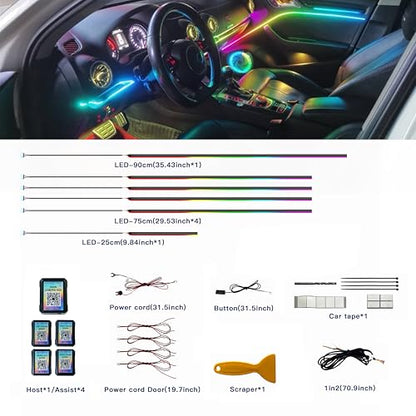 Acrylic Interior Car LED Strip Lights (6in1-90CM)