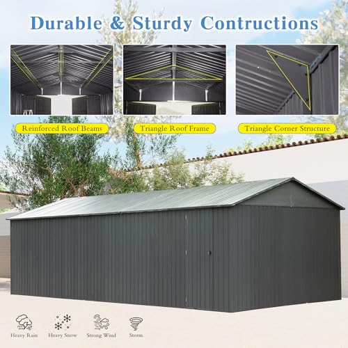 Domi 12x20FT Outdoor Garage Metal Shed (12'X20')