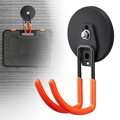 Large Strong Magnetic Hooks For Hanging Heavy Duty (3.5in Magnet-2 Pack Larger J Hooks-Orange)