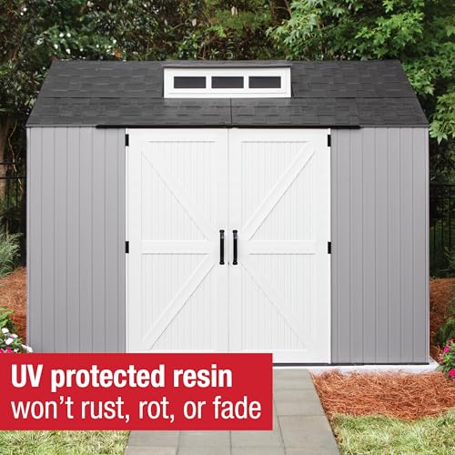 Extra Large Resin Outdoor Storage Shed With Floor (7'x10' / Gray)