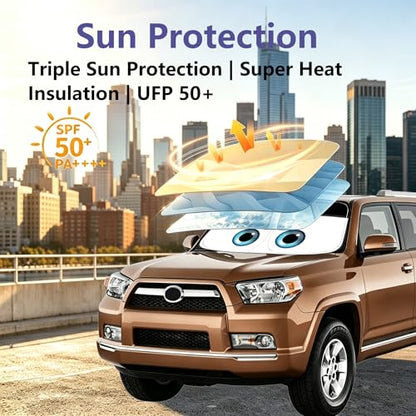 Windshield Sun Shade for Toyota 4Runner 2010 (Black / 4 Runner (Custom Fit))