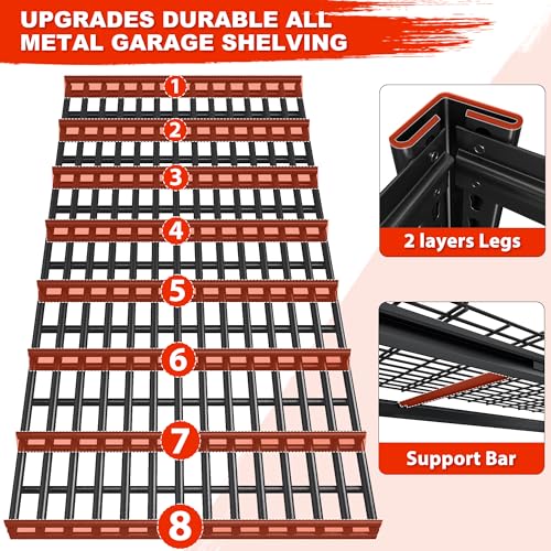 5 Tier 26" D Storage Shelves for Garage Basement Warehouse (5 tier - 55.2" W x 78" H x 26" D)