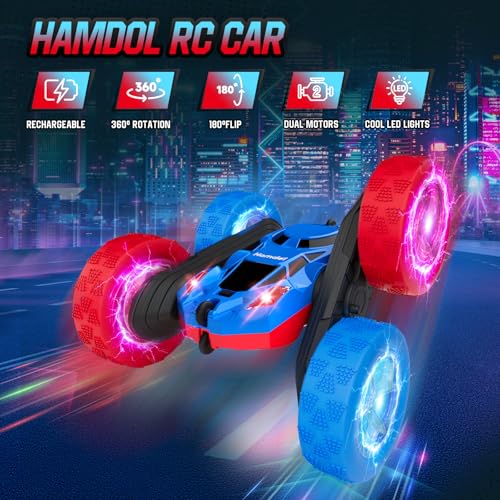 Remote Control RC Car for Kids 6 (Blue&red / Glow (Headlights & Wheel Lights))