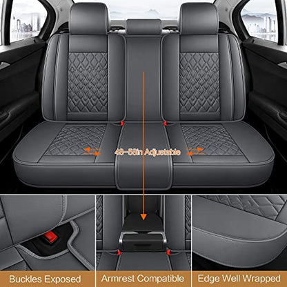 Leather Car Seat Covers Full Set (B-GRAY / FULL SET)