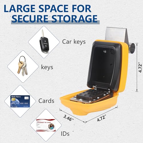 Car Window Punch Button Lock Box (DeepYellow Car Lock Box with Black Keypad)