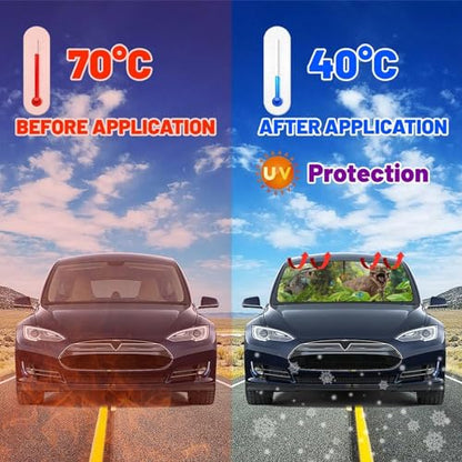 Funny Animal Car Windshield Sun Shade Umbrella (dinosaur-1)