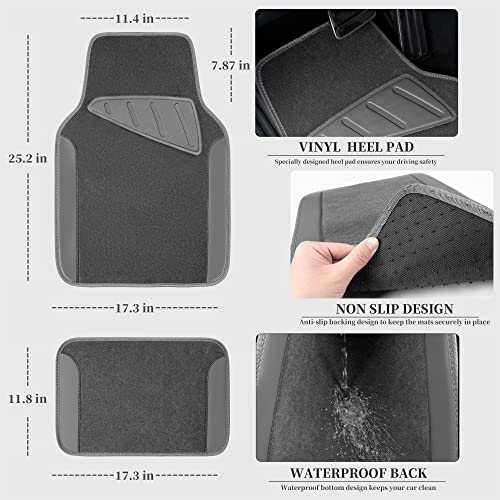 Waterproof Universal Fit Car Floor Mats (All Gray)