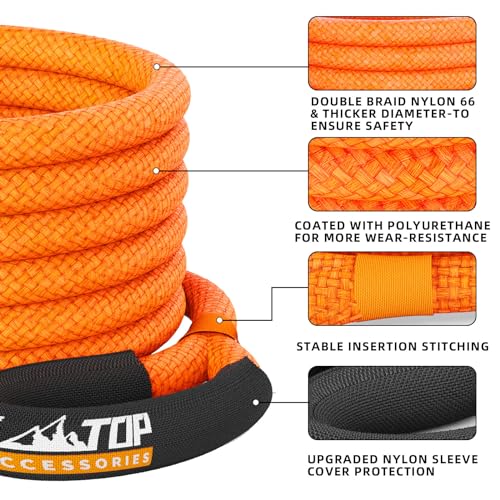 Kinetic Recovery Rope Kit w (1"x20'(Orange) + 2pcs Soft Shackle)
