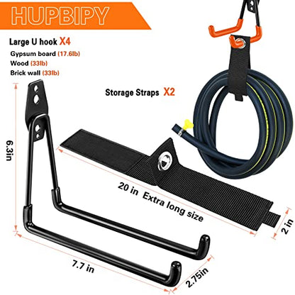 Garage Hooks Heavy Duty (7.7inch U Hook / Black Large U Hook)