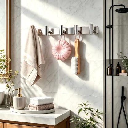 Wall Mounted Coat Rack ("T" Shape 5 Hooks - 1 Pack / Glossy)
