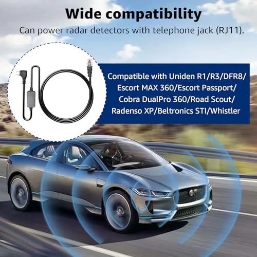 USB C to RJ11 Radar Detector Power Cord for Escort Uniden Cobra (4.92FT)