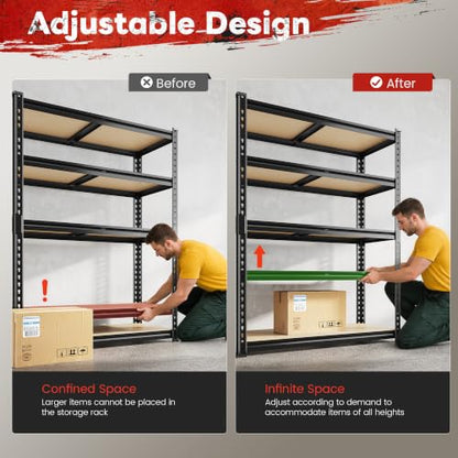 2 Pack Garage Shelving for Basement (Black)