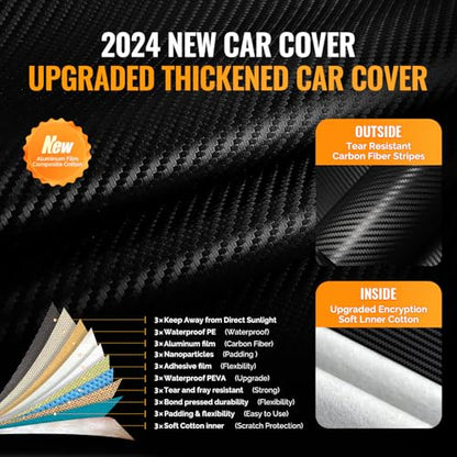 30 Layers Car Cover for Automobiles All Weather Waterproof (Black / Fit Sedans 181"-190")