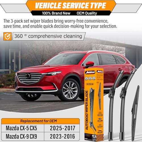 Windshield Wiper Blade Replacement for Mazda CX5 CX9 2017 (24+18+14)