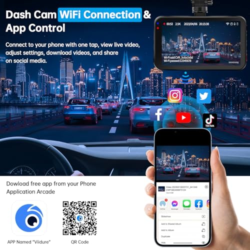 Dash Cam Front and Rear (64GB-A16W Dash Cam Front and Rear 2.5K WiFi)