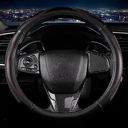 Microfiber Leather Steering Wheel Cover (Red)