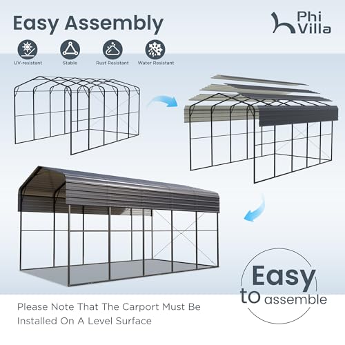 14X25 RV Carport (Gray / 14x25ft for RVS)