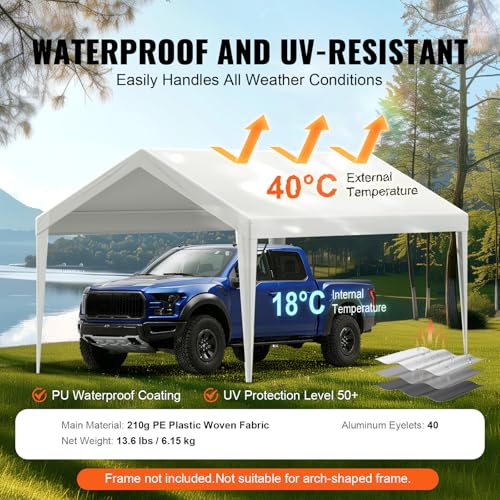 Carport Replacement Canopy Cover 10 x 20 ft (White / 10x20ft)