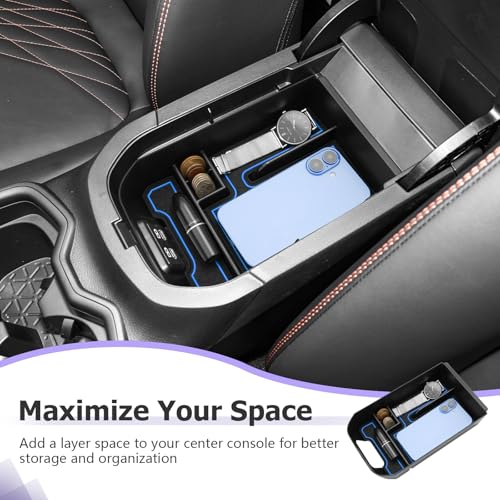 2025 RAV 4 Center Console Organizer Compatible with 2019 2020 2021 2022 2023 2024 2025 Toyota RAV 4 Accessories Armrest Console Secondary Storage Box Insert Tray ABS Material Blue