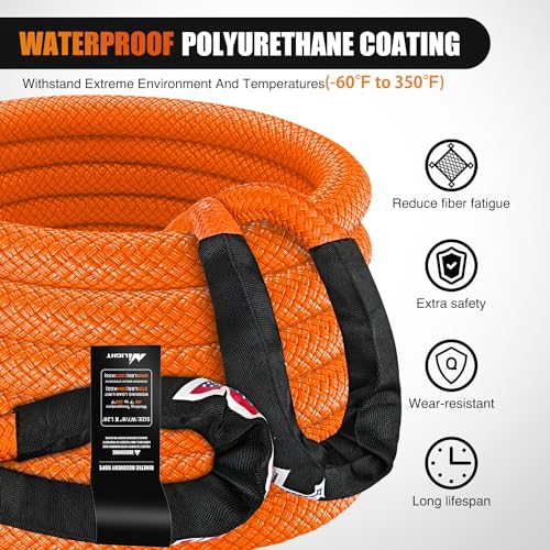 Kinetic Recovery Rope 33000 LBS 1" x 30ft Snatch Strap Heavy Duty Offroad Towing Starp Kit Vehicle Recovery kit for UTV ATV SUV Truck Car Jeep Tractor (1in x 30ft Rope / Straps)
