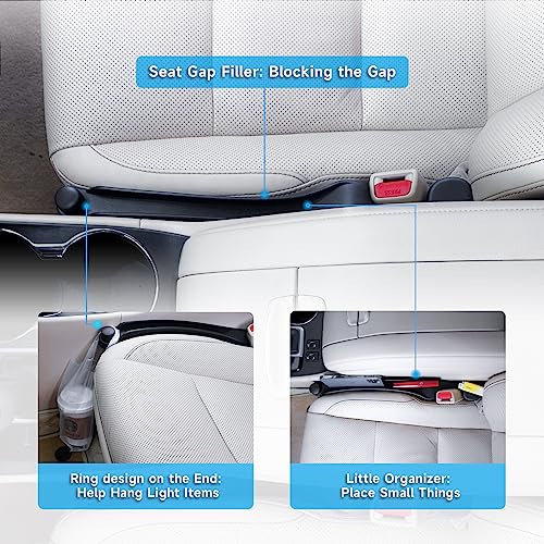 Car Seat Gap Filler Organizer Soft Foam 3IN1 Storage Slot & Hook (Black / Narrow)