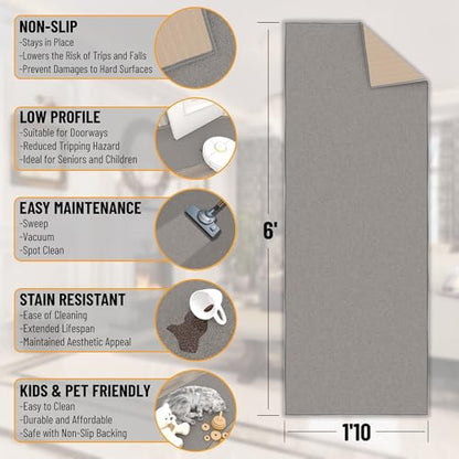 2x6 Runner Rugs for Hallway (Solid Gray)