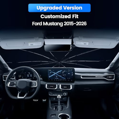 Windshield Sun Shade Umbrella for Ford Mustang 2015 (For Ford Mustang 2015-2026)