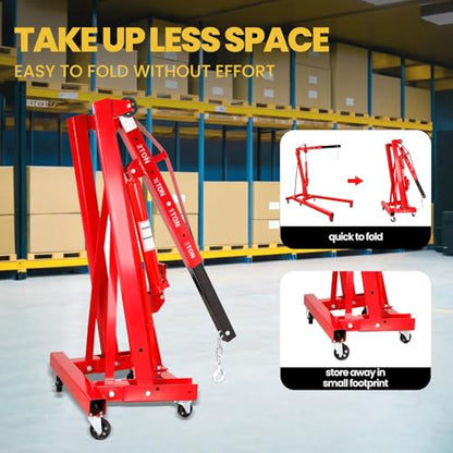 Engine Hoist Cherry Picker with Leveler (Red)